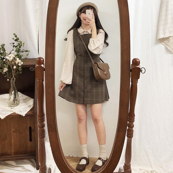 Cute Mini Sleeveless Vest Dress Women Japanese Style