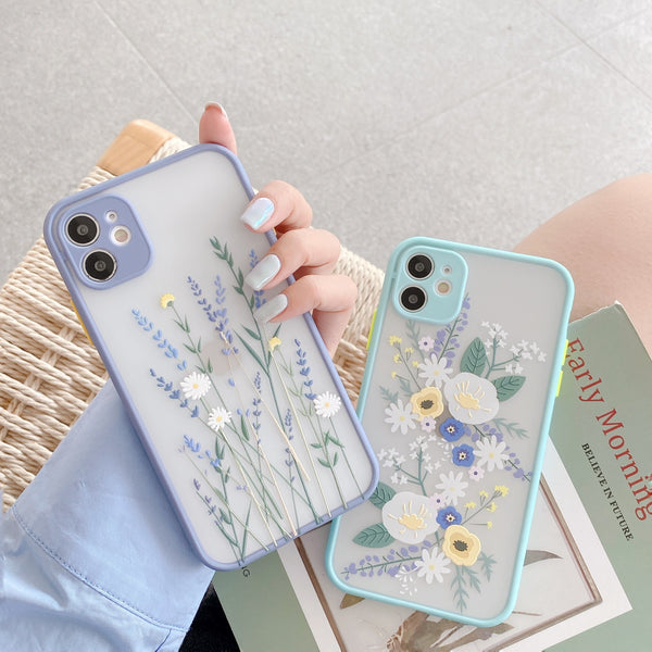 Beautiful Matte Transparent 3D Flower Case For iPhone