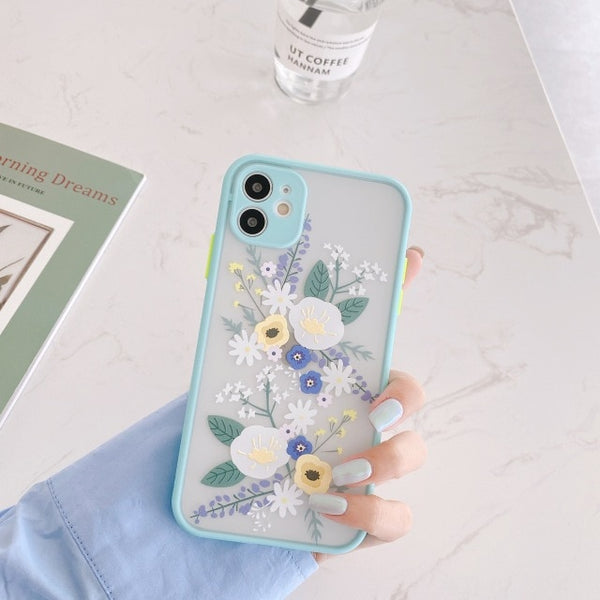 Beautiful Matte Transparent 3D Flower Case For iPhone