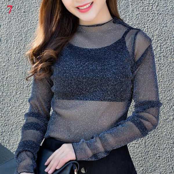 Women’s Sheer Mesh Long Sleeve Top