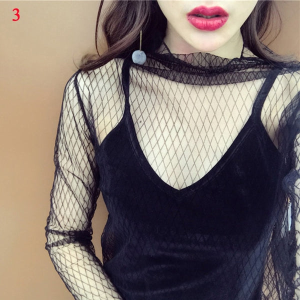 Women’s Sheer Mesh Long Sleeve Top