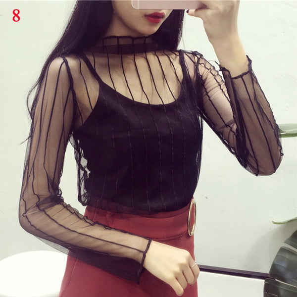 Women’s Sheer Mesh Long Sleeve Top