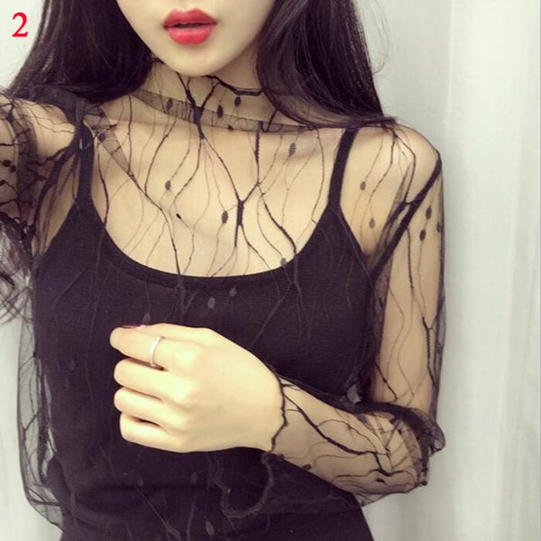 Women’s Sheer Mesh Long Sleeve Top