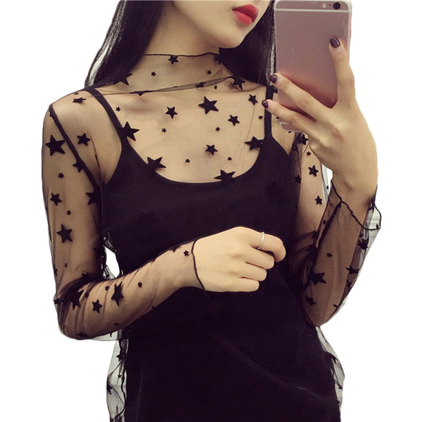 Women’s Sheer Mesh Long Sleeve Top