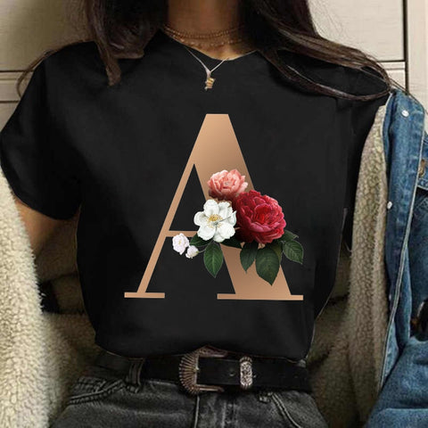 Fashion Letter T-shirt Black