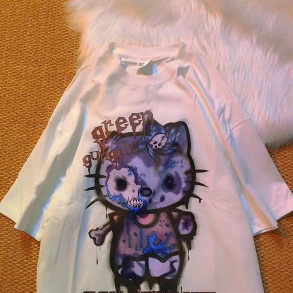 Women's Goth HelloKitty Graphic Tee