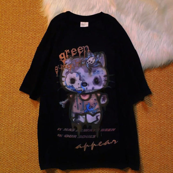 Women's Goth HelloKitty Graphic Tee